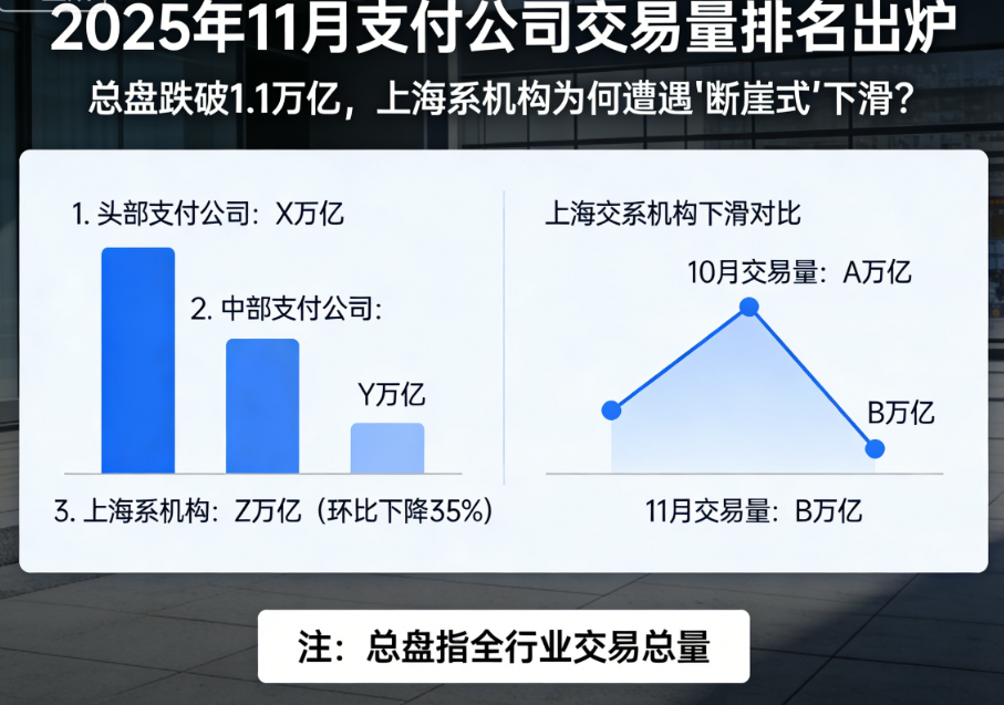 2025年11月支付公司交易量排名出炉：总盘跌破1.1万亿，上海系机构为何遭遇“断崖式”下滑？