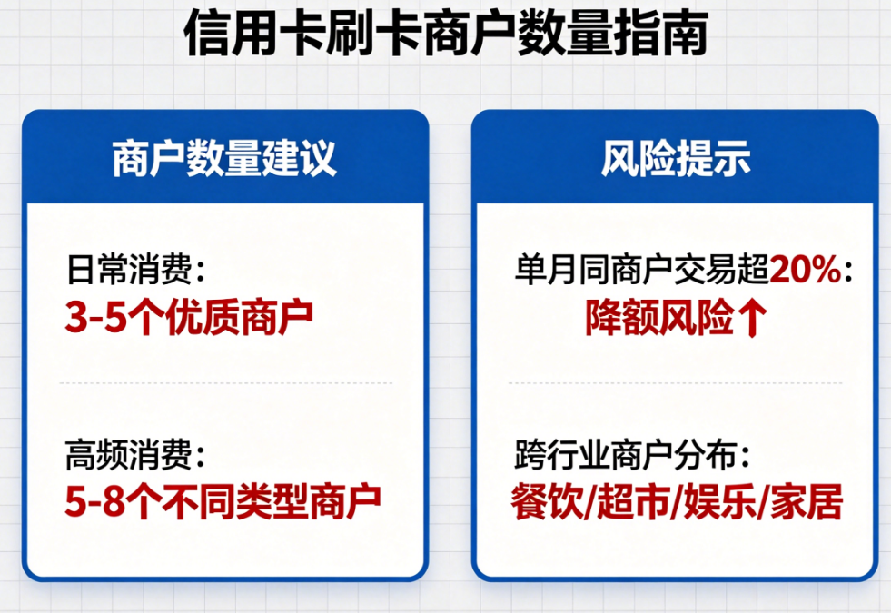  信用卡经常刷卡用几个商户合适？防止降额的商户数量计算指南！