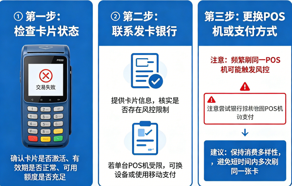 信用卡刷卡受限解决方法:同一台POS机刷不了怎么办?