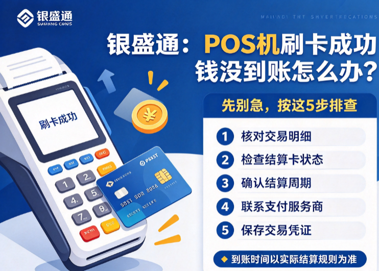 银盛通:POS机刷卡成功钱没到账怎么办?